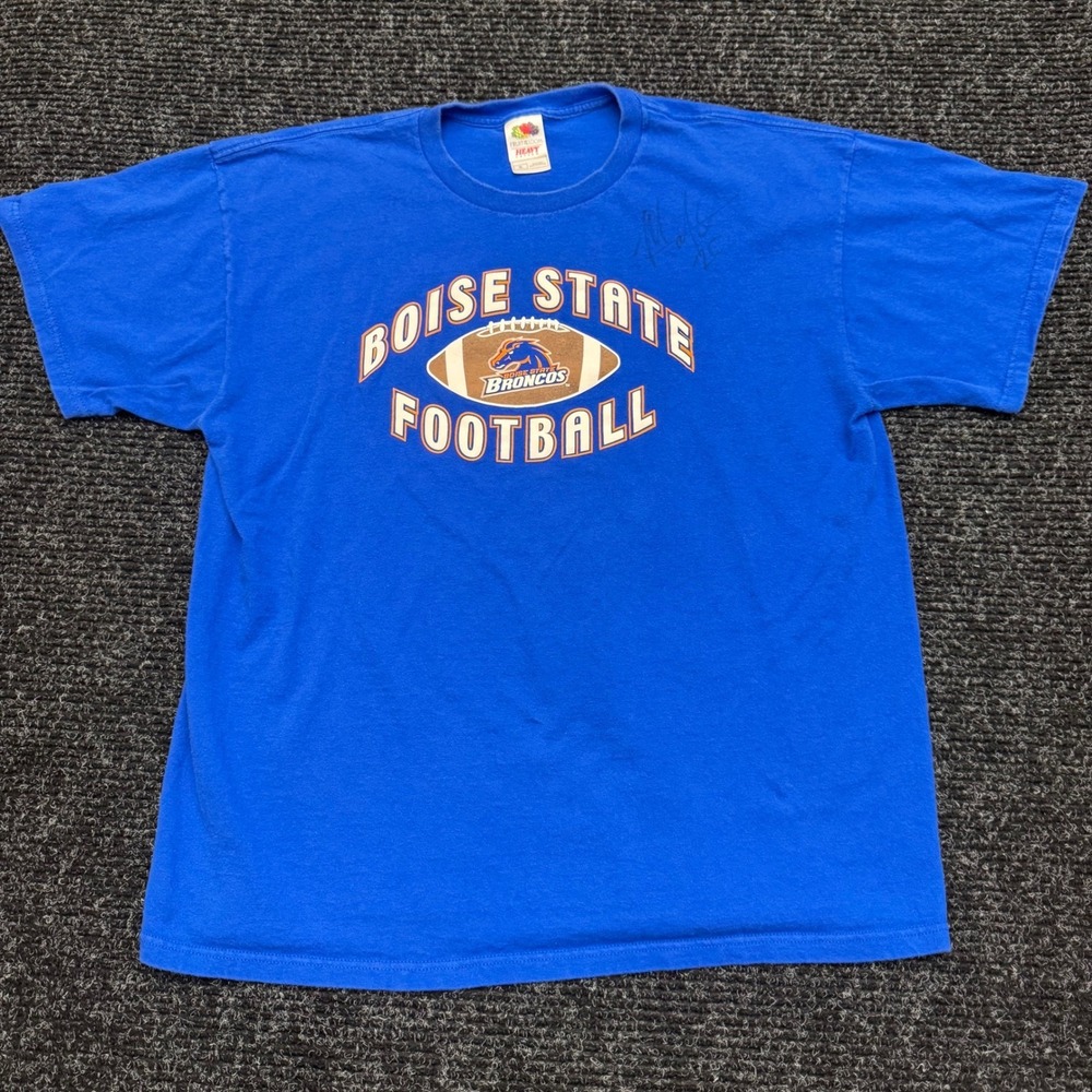 Fruit of the Loom Boise State Broncos Football T-Shirt Blue Mens XL Signed